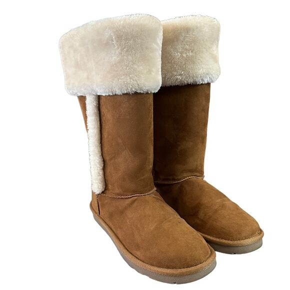 ARIZONA Jean company Syrus Brown faux suede faux fur Lined boots size 7 - Picture 5 of 10